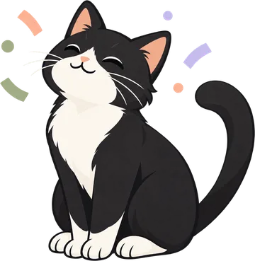 A pleased cat with a few pieces of confetti